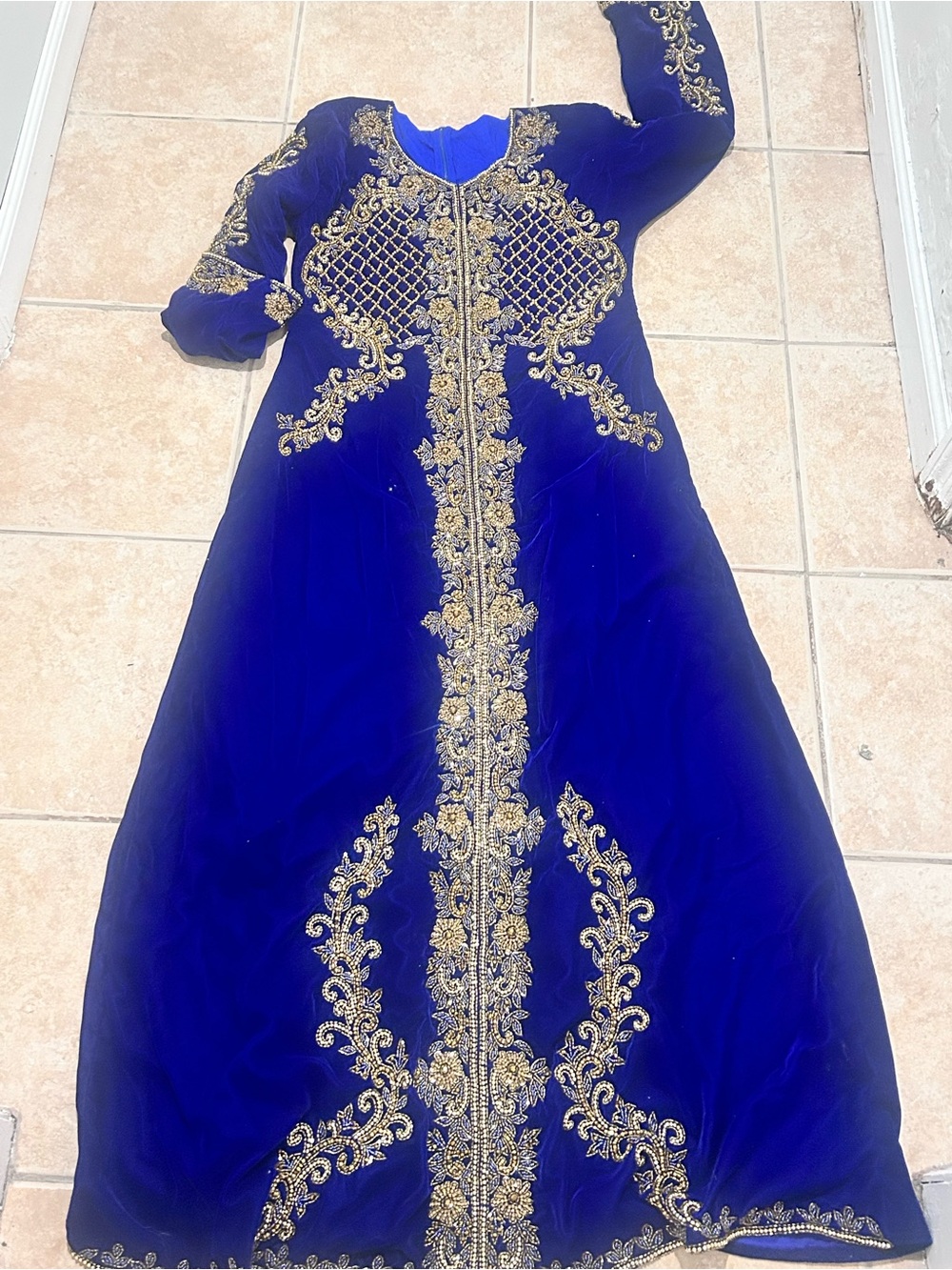 Royal Blue beaded caftan size 10